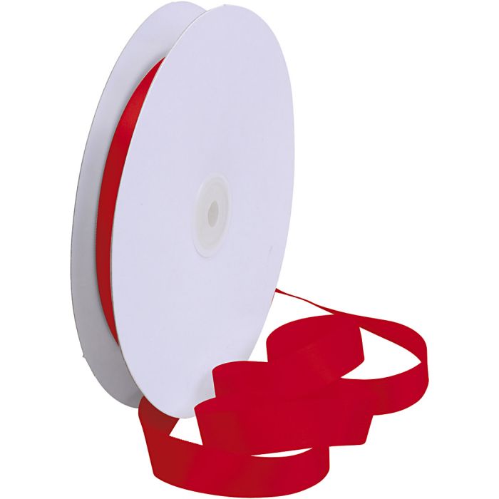 Satin Ribbon, W: 15 mm, red, 50 m/ 1 roll