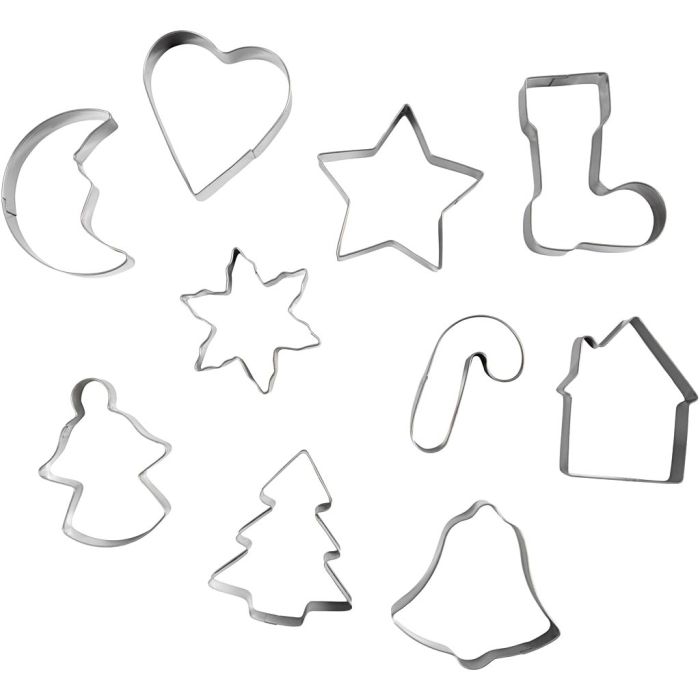 Cookie Cutters, Christmas shapes, size 3-5,7 cm, 10 pc/ 1 pack