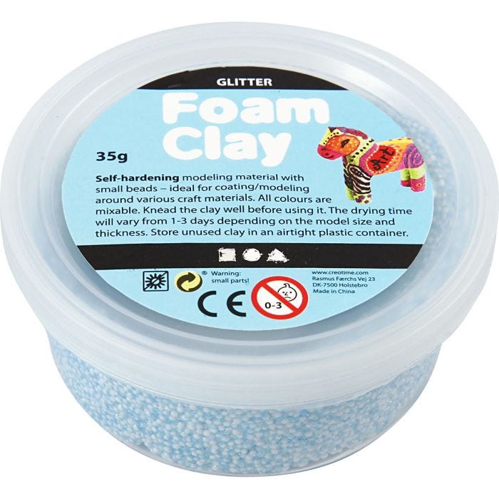 Foam Clay®, glitter, light blue, 35 g/ 1 tub