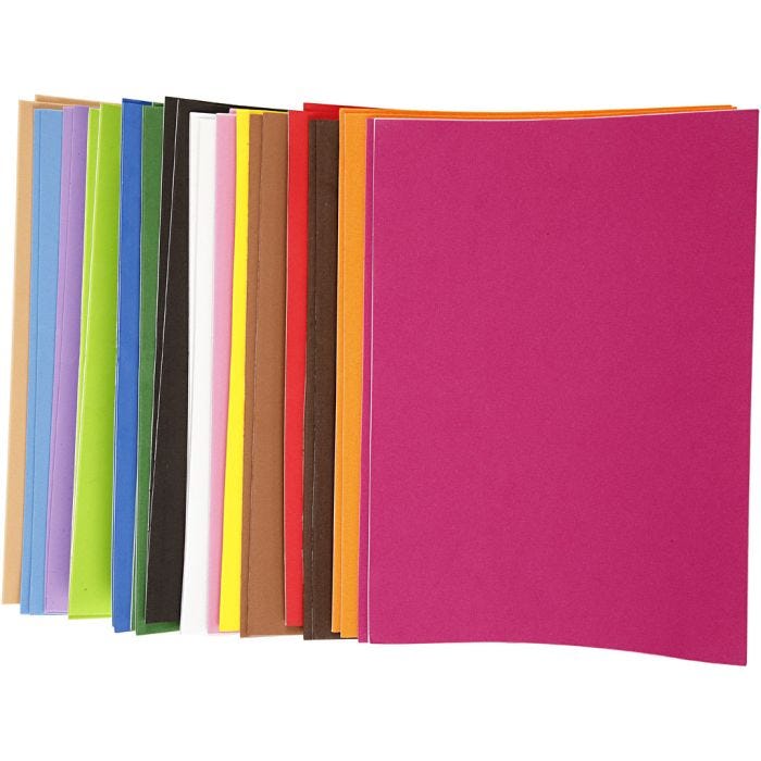 EVA Foam Sheets, self-adhesive, A4, sheet 210x297 mm, thickness 2 mm, 30ass sheets/ 1 pack