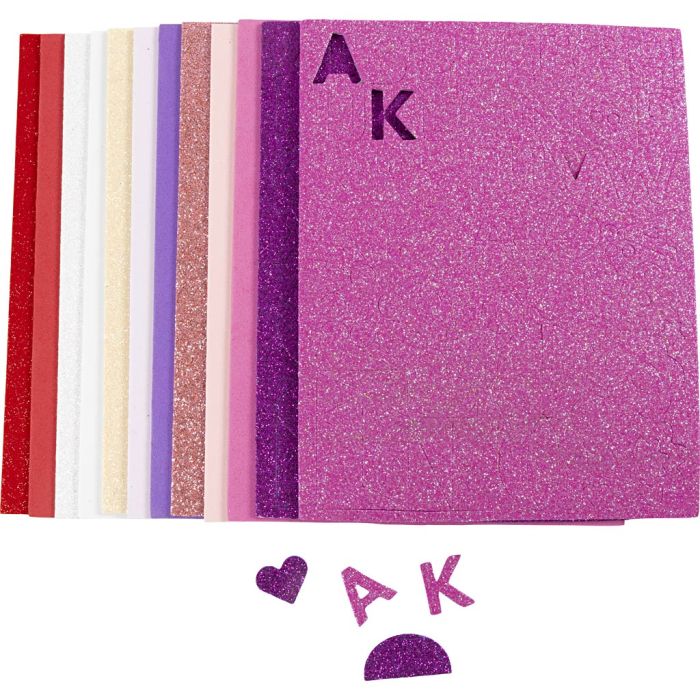 Foam Sheets, size 14x25 cm, thickness 2 mm, purple/pink harmony, 12 sheet/ 1 pack