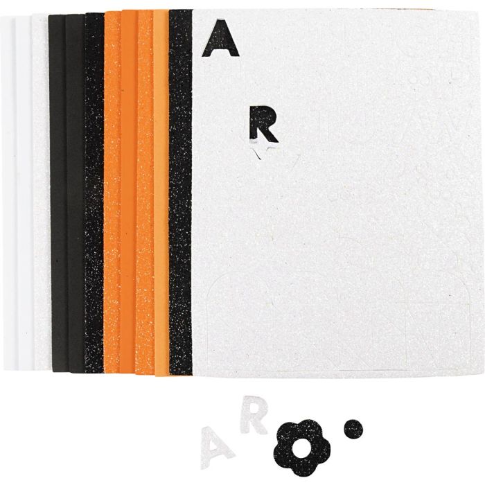 Foam Sheets, size 14x25 cm, thickness 2 mm, halloween colours, 12 sheet/ 1 pack