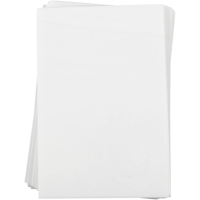 Shrink Plastic Sheets, sheet 20x30 cm, thickness 0,3 mm, matt white, 100sheet/ 1 pack