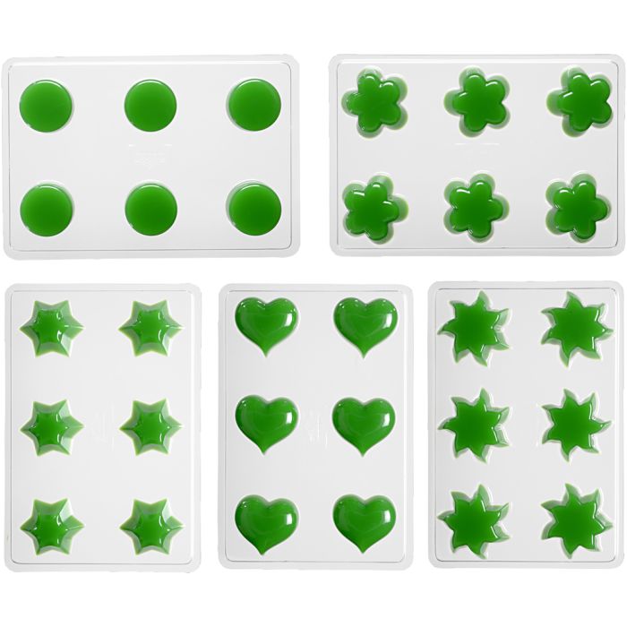 Floating Candle Moulds, flower, heart, sun, star, round, 1 set