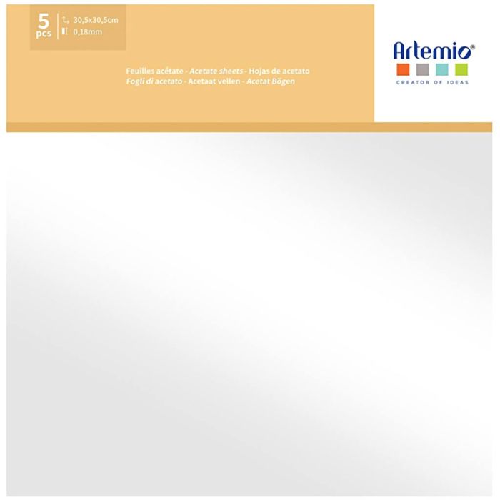 Transparent acetate sheets, size 30,5x30,5 cm, 5 pc/ 1 pack