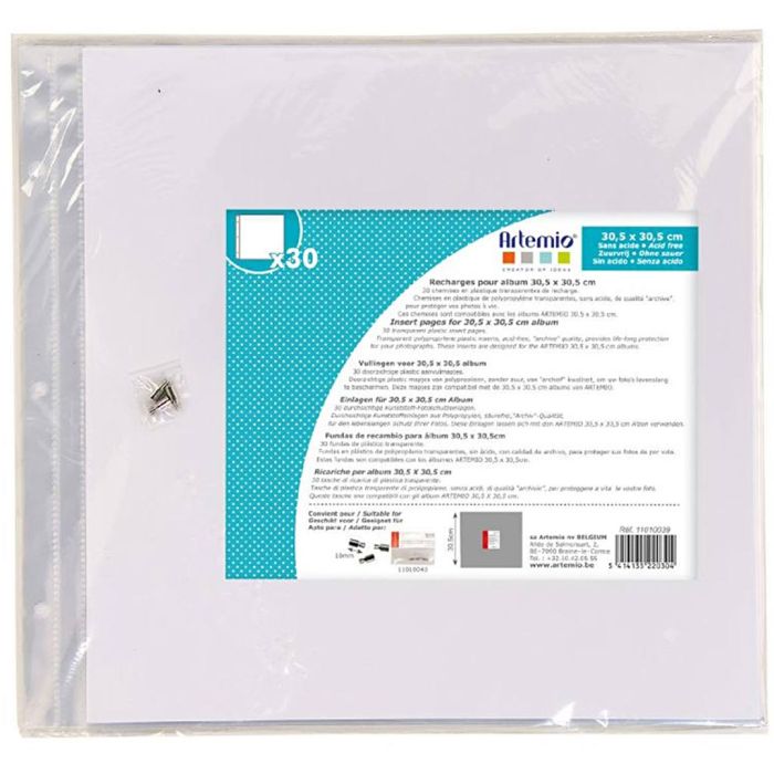Transparent photo album pockets, size 30,5x30,5 cm, 30 sheet/ 1 pc