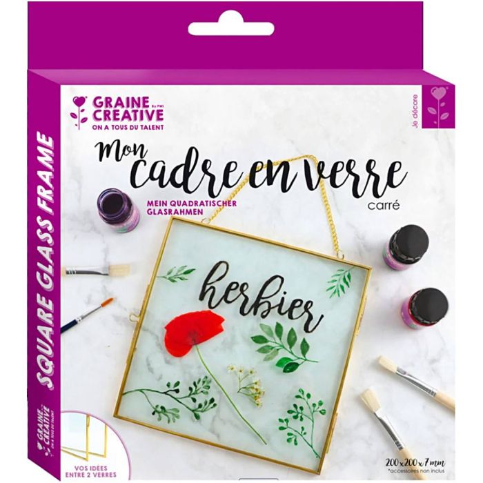 Square metal hanging herbarium frame, size 20x20 cm, 1 pc