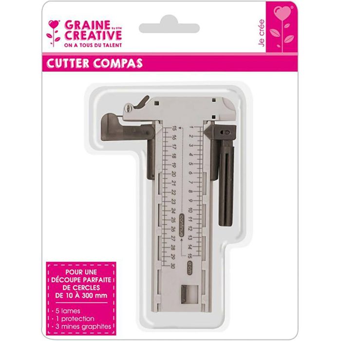 Compass craft knife - Perfect circle cutting, size 1-30 cm, 1 pc