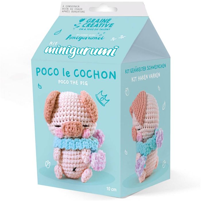 Amigurumi Crochet Kit, Poco the pig, 1 pack