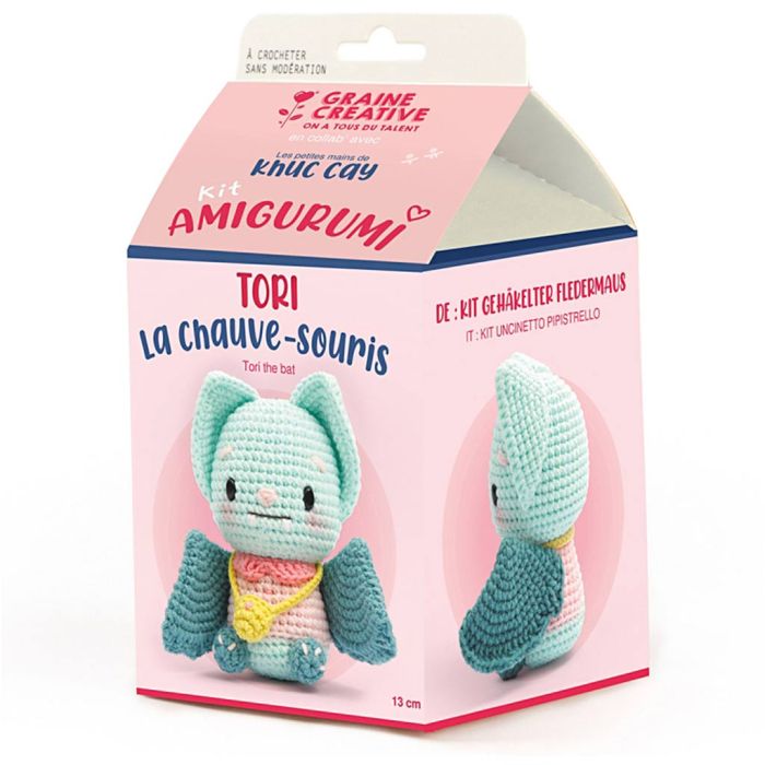 Amigurumi Crochet Kit, Tori the bat, size 13 cm, 1 pack