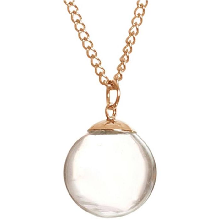 Glass vial pendant, Mini ball, size 1.8 cm, rose gold, 1 pc