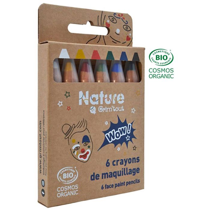 Face paint pencils, assorted colours, 6 pc/ 1 pack