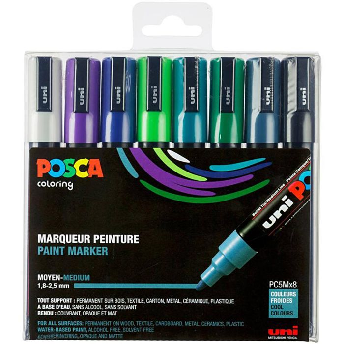 Set of Posca markers, PC-5M, no. PC-5M, cool colors, 8 pc/ 1 pack