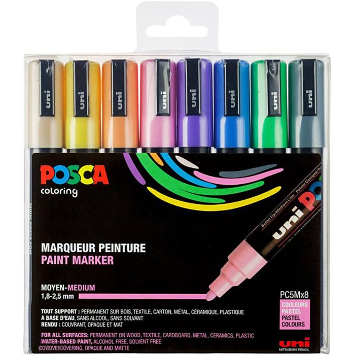 Set of Posca markers, PC-5M, no. PC-5M, pastel colours, 8 pc/ 1 pack