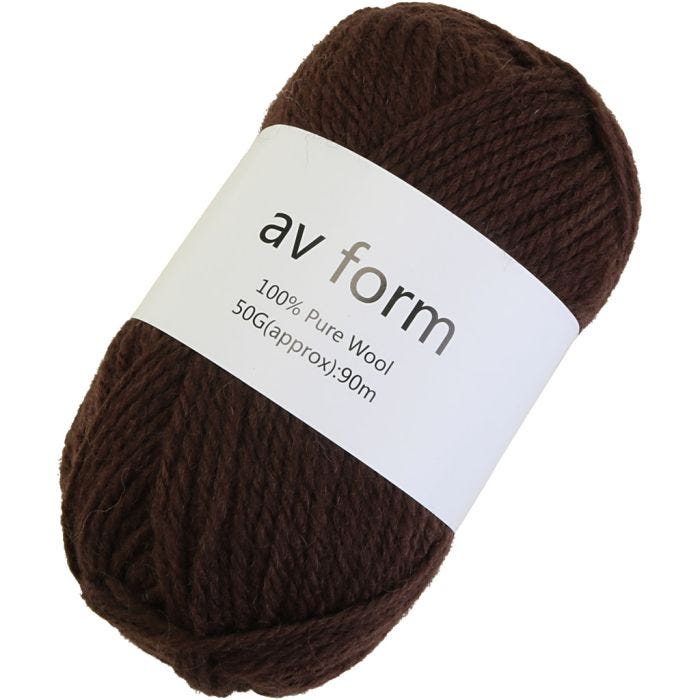 Wool yarn, brown, 50 g/ 1 pc