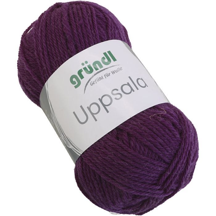 Wool yarn, L: 125 M, purple, 50 g/ 1 pc