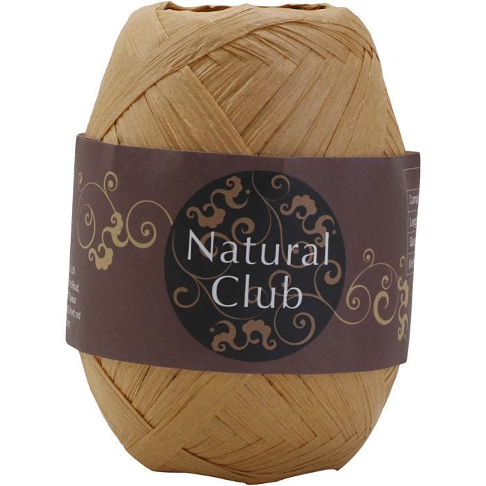 Paper raffia yarn, light brown, 75 m/ 1 pc