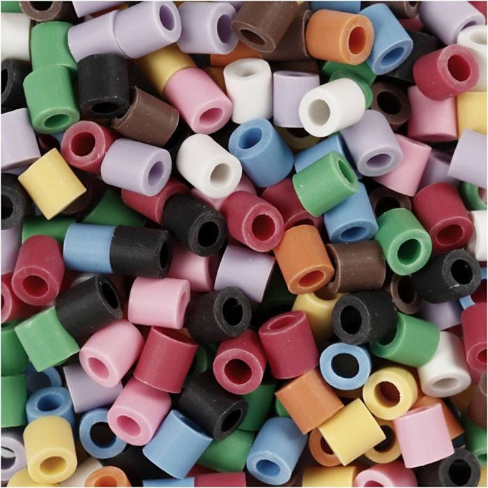NABBI BioBeads, size 5x5 mm, hole size 2.5 mm, medium, assorted colours, 1000 pc/ 1 pack