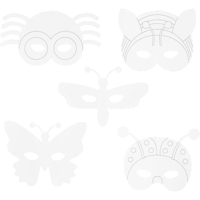 Insect Masks, H: 14-17 cm, W: 19,5-23 cm, 230 g, white, 16 pc/ 1 pack