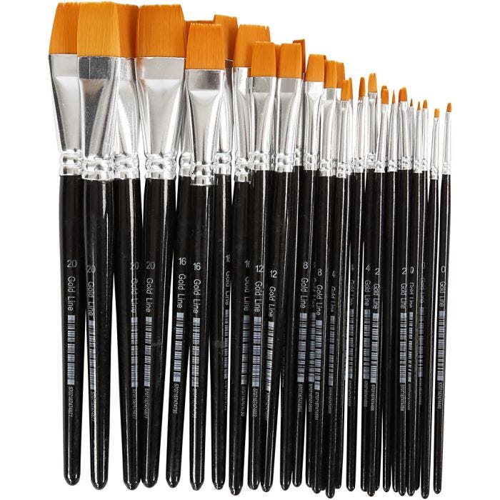 Nylon Brushes, no. 0-22, L: 17-21,5 cm, W: 1-22 mm, 66 pc/ 1 pack
