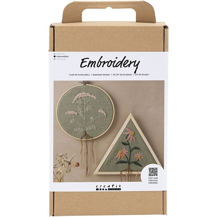 Craft Kit Embroidery, Embroidery frames, dusty green, 1 pack