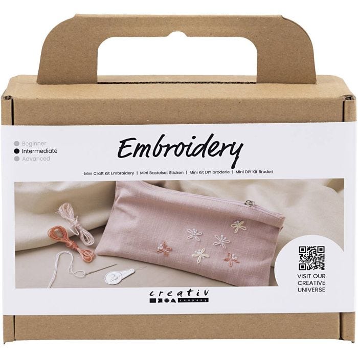 Mini Craft Kit Embroidery, Clutch bag, dusty rose, 1 pack
