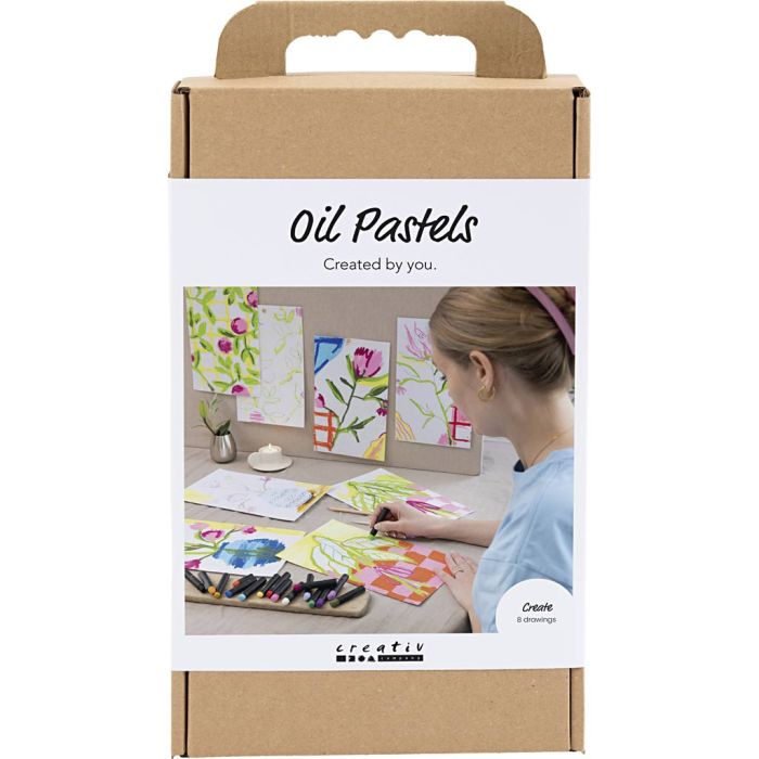 Craft Kit Oil Pastels, flowers, assorted colours, 1 pack