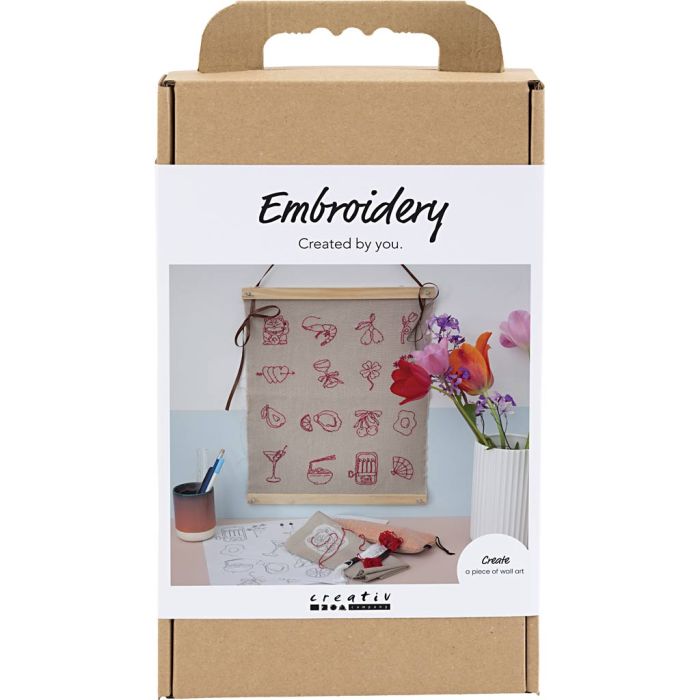 Craft Kit Embroidery, hanging decoration, flax, 1 pack