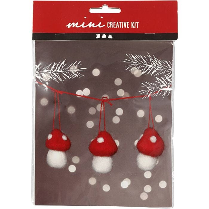 Mini Craft Kit, hanging toadstools on a string, 5.5 cm, 1 set
