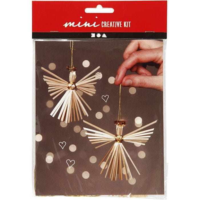 Mini Craft Kit, straw angel, H: 8 cm, 1 pack