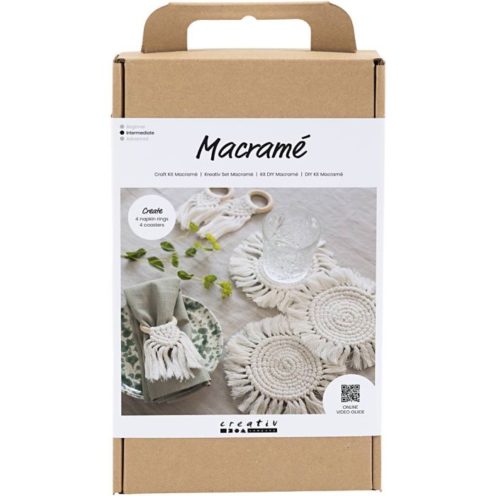 Craft Kit Macramé, Table decorations, off white, 1 pack