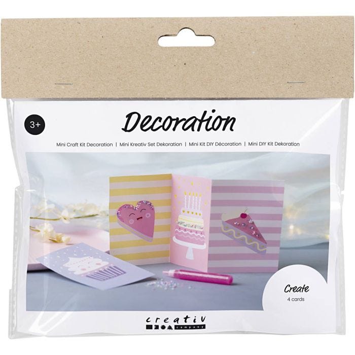 Mini Craft Kit Decoration, Cakes, pastel pink, pastel lilac, pastel yellow, 1 pack