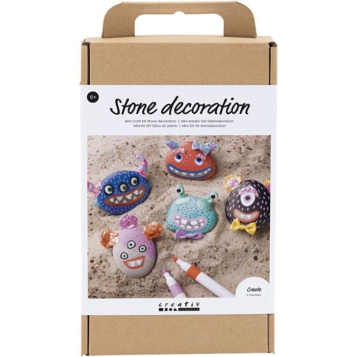 Craft Kit Stone Decoration, Monster, assorted colours, 1 pack