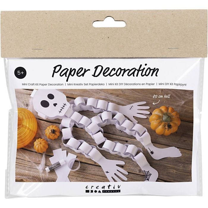 Mini Craft Kit Paper Decorations, Skeleton, black/white, 1 pack