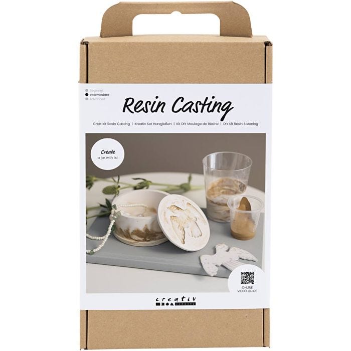 Craft Kit Resin Casting, Jar with lid, beige, off white, 1 pack