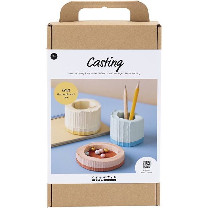 Craft Kit Casting, Containers, blue, red, light yellow, 1 pack