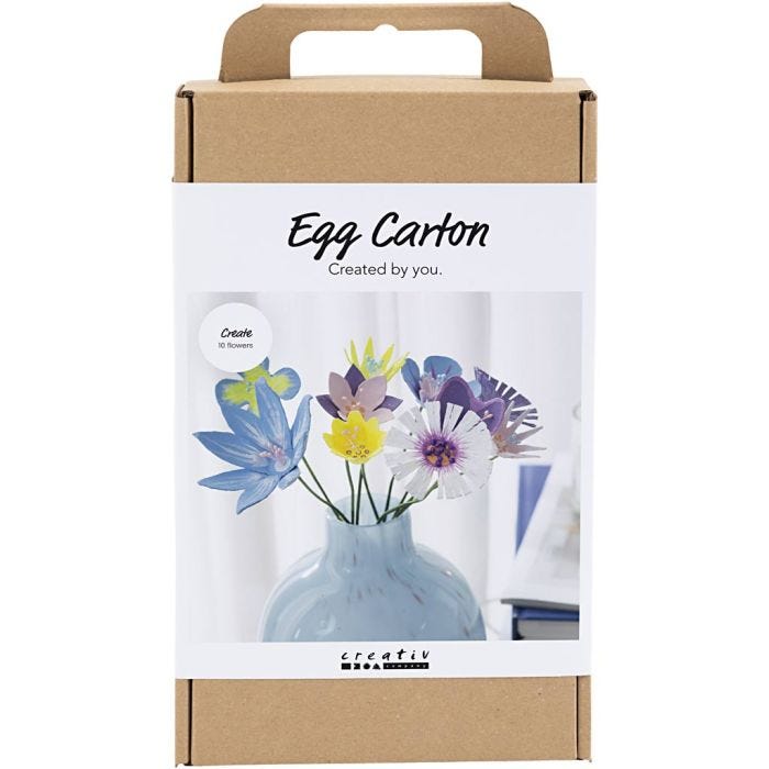 Craft Kit Egg Carton Flowers, pastel colours, 1 pack