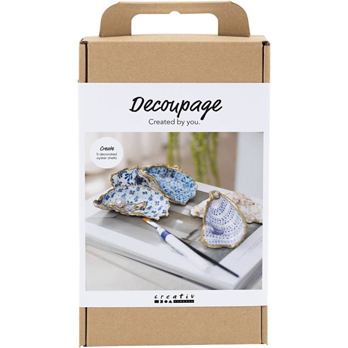 Craft Kit Decoupage, Oyster shells, blue, 1 pack