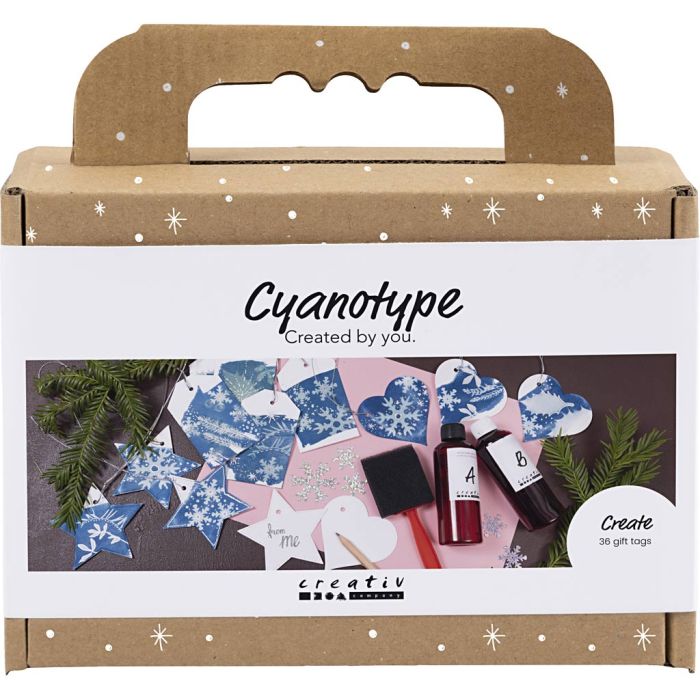 Mini Craft Kit Cyanotype, Gift labels, blue, silver, 1 pack