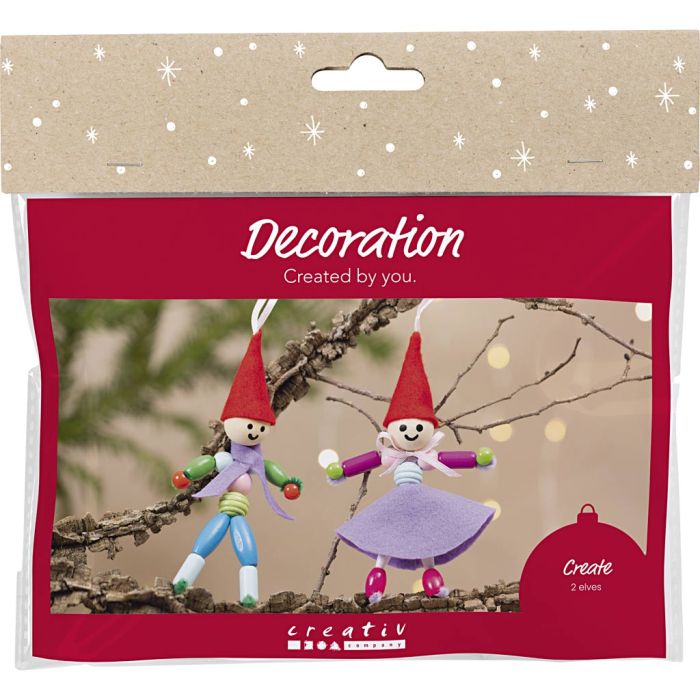 Mini Craft Kit Decoration, Christmas elves, assorted colours, 1 pack