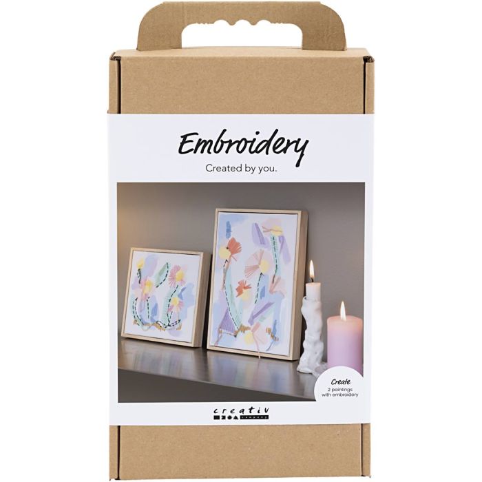 Craft Kit Embroidery, Pictures, pastel colours, 1 pack