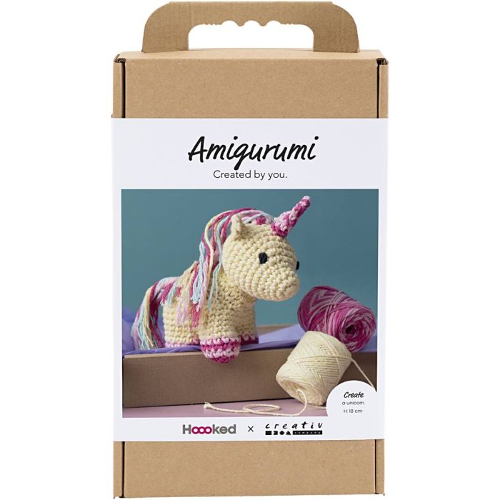 Craft Kit Amigurumi , Unicorn, rainbow colours, 1 pack