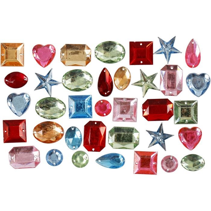 Rhinestones, size 10-17 mm, assorted colours, 15g/ 1 pack