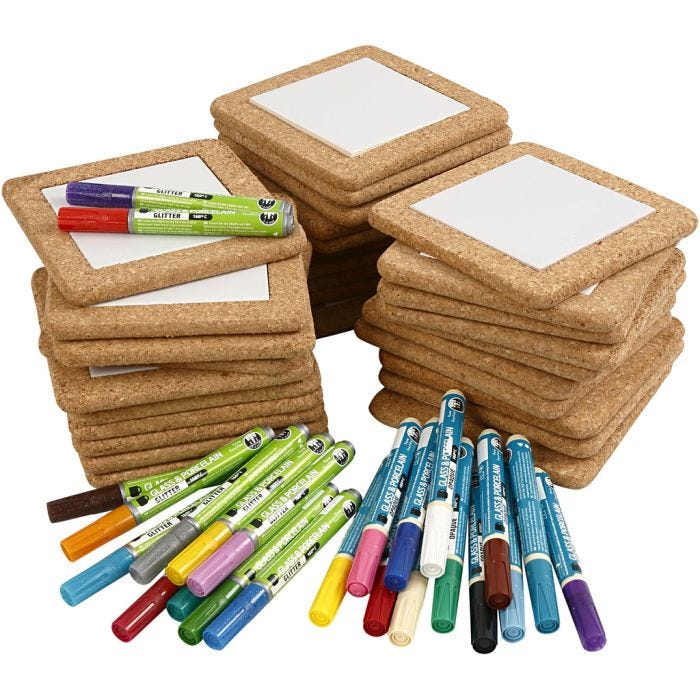 Trivet Painting, 15,5x15,5 cm, assorted colours, 1 set