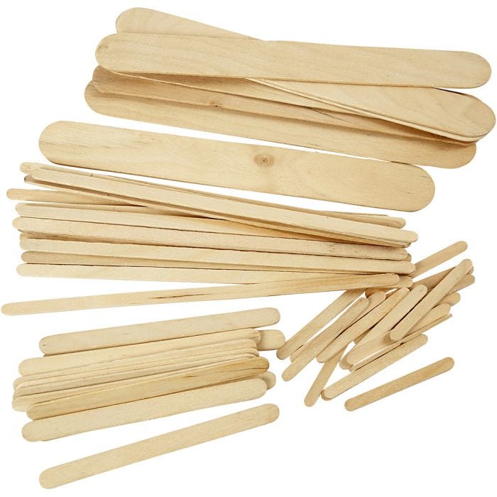 Ice lolly sticks, L: 5,5+11,5+19+20 cm, W: 6+10+25 mm, natural, 4250pc/ 1 pack