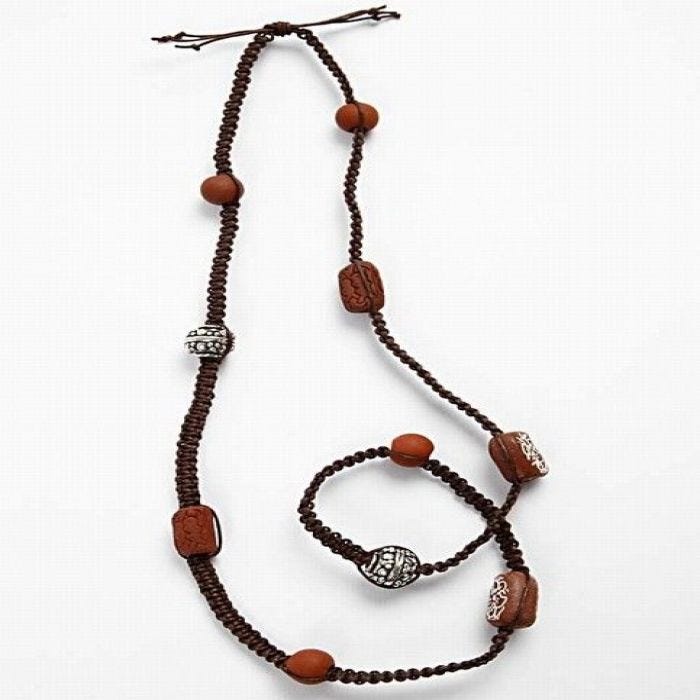 A Macramé Necklace with Ceramic