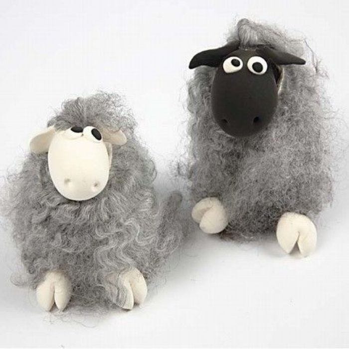 Sheep from Wool and Silk Clay