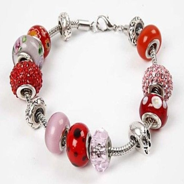 Glass Charm Beads on a Bracelet