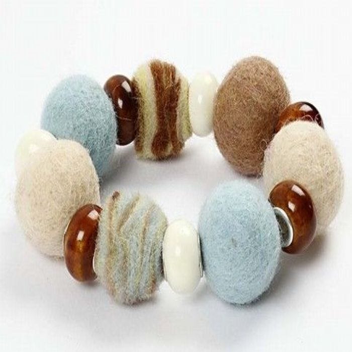 A Bracelet with Wool and Ceramic