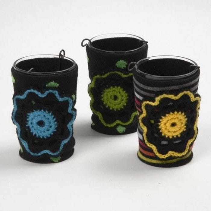 Tea Light Candle Holders with a decorative stocking